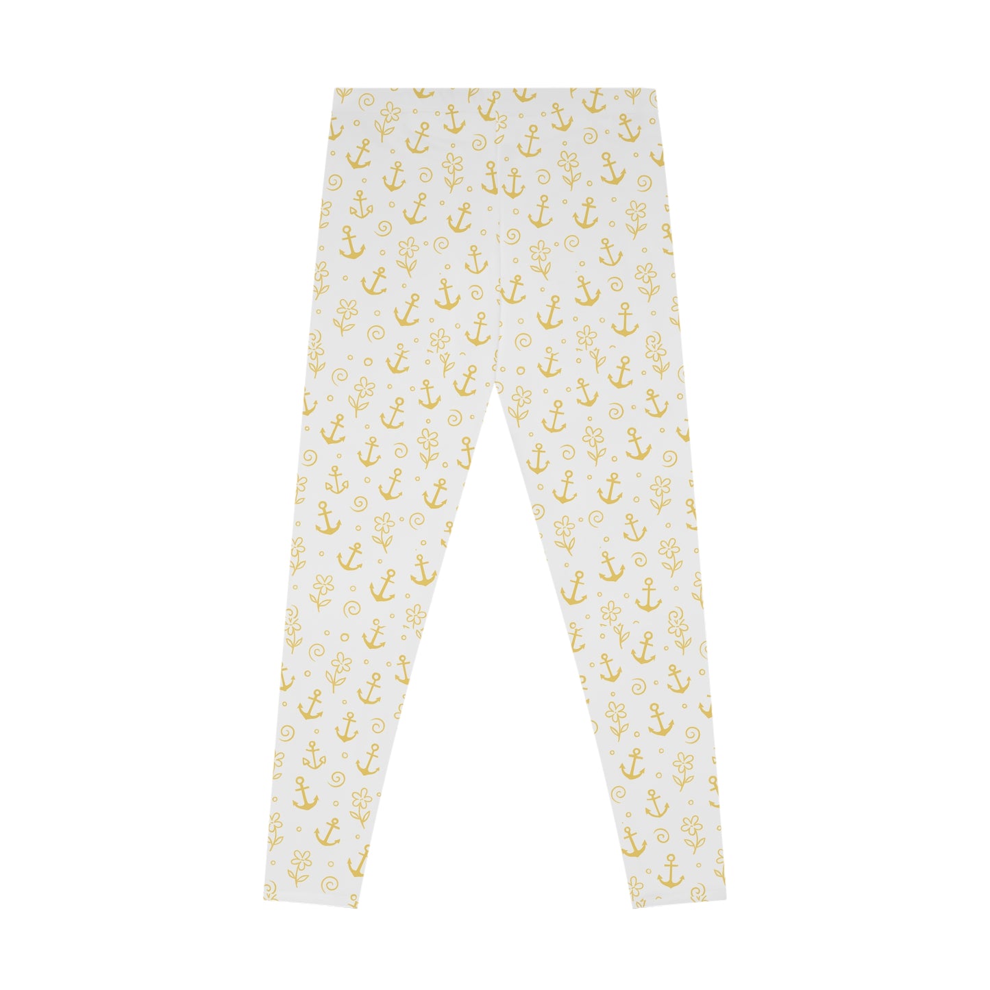 Golden Anchor Leggings (All-Over Print) Stretchy Leggings, Nautical Leggings, Comfortable Yoga Pants, Beachwear, Gifts for Her