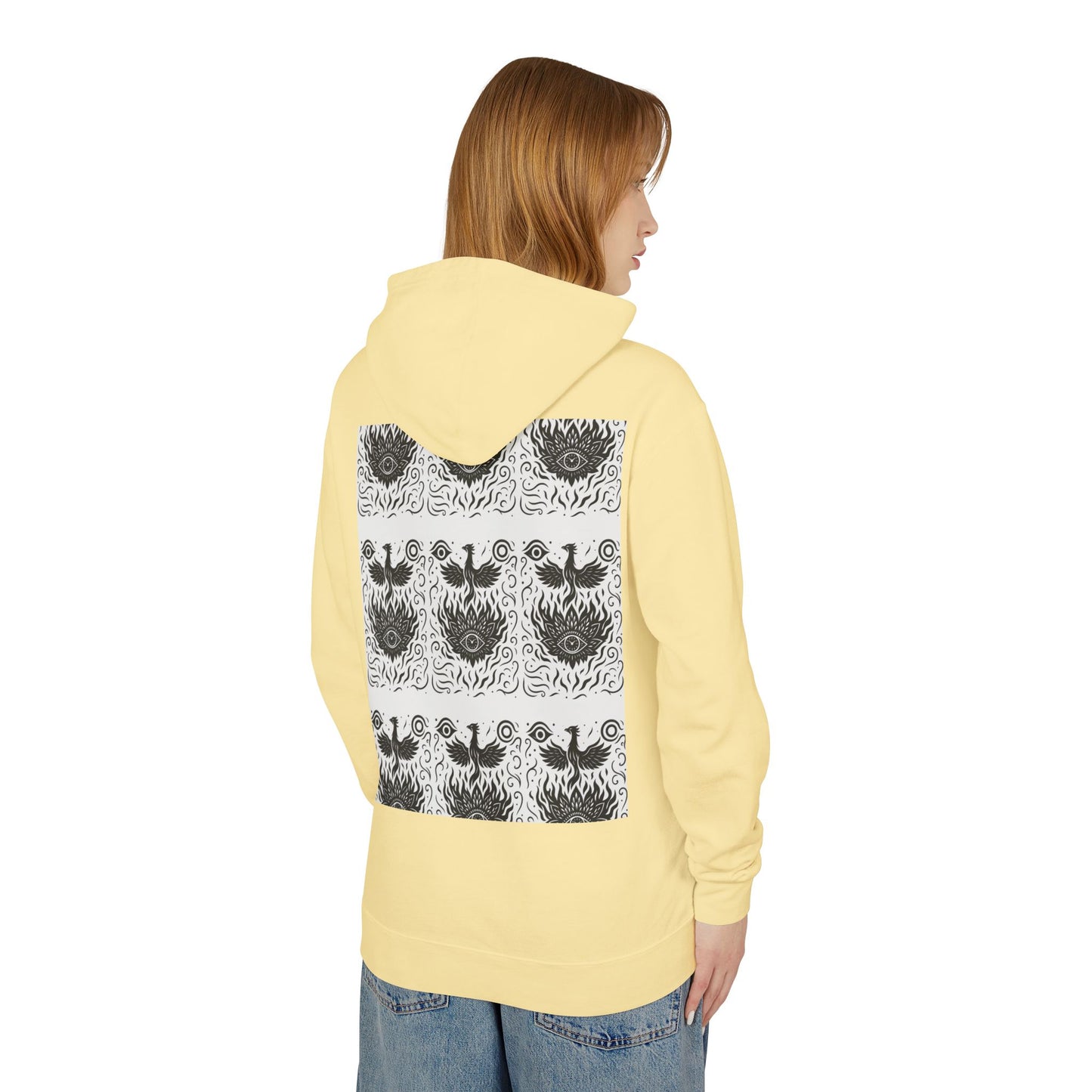 White Hooded Sweatshirt - Rise Collection Phoenix & Lotus Fire Design