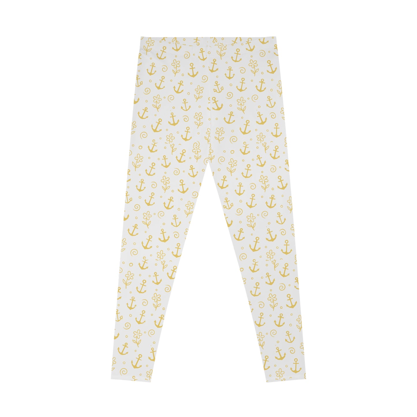 Golden Anchor Leggings (All-Over Print) Stretchy Leggings, Nautical Leggings, Comfortable Yoga Pants, Beachwear, Gifts for Her
