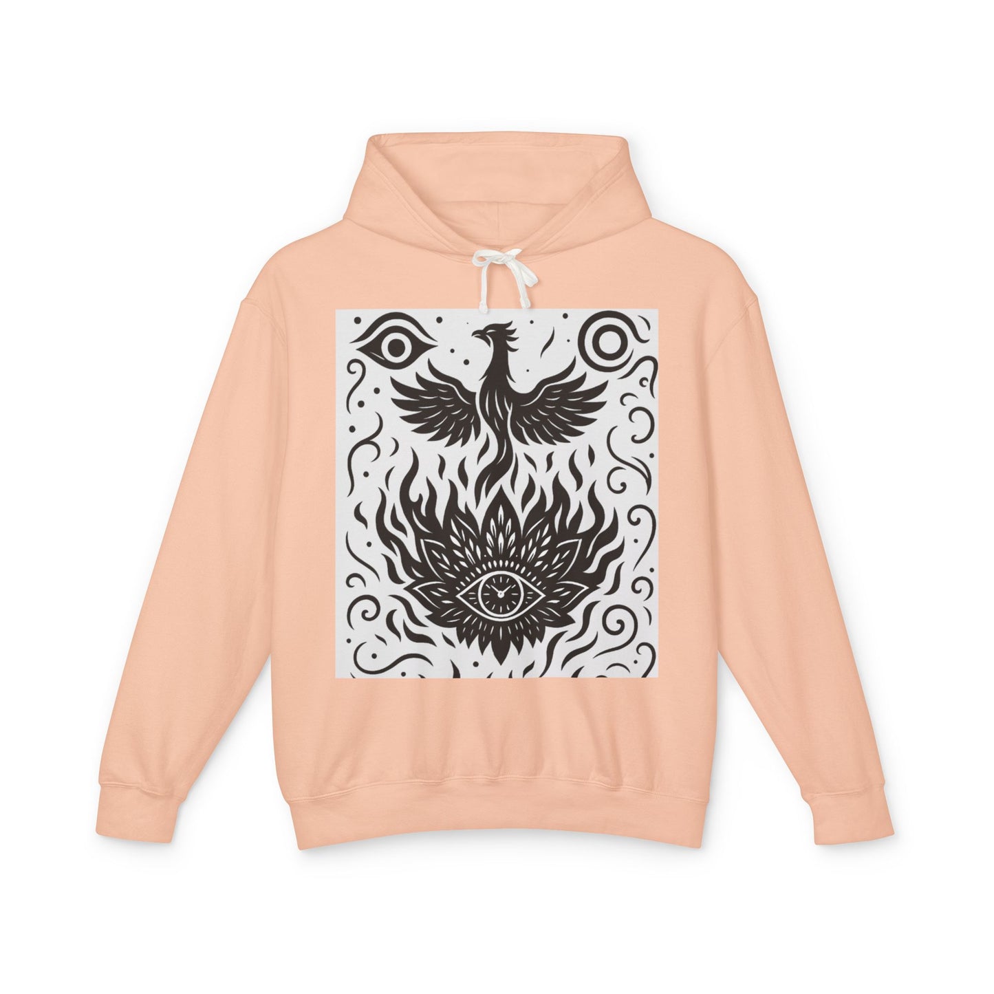 White Hooded Sweatshirt - Rise Collection Phoenix & Lotus Fire Design