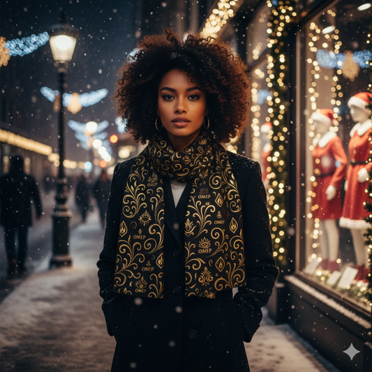 OMEP LUX Signature Scarf – Golden Filigree Edition
