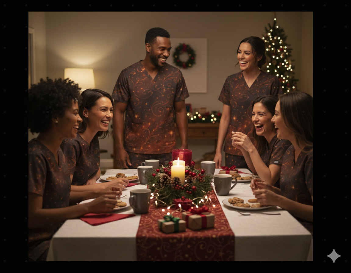 Midnight Ember Swirl Men’s Scrub Set