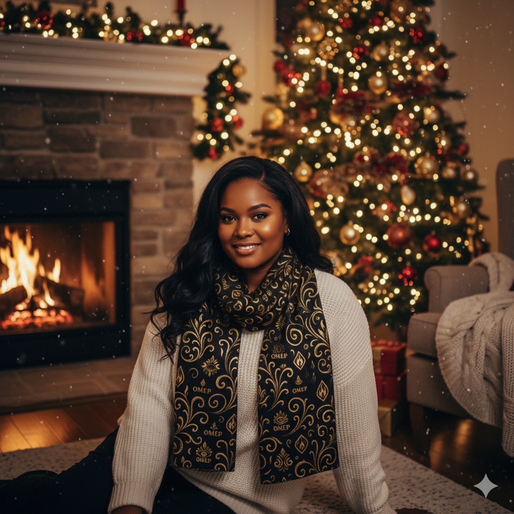 OMEP LUX Signature Scarf – Golden Filigree Edition