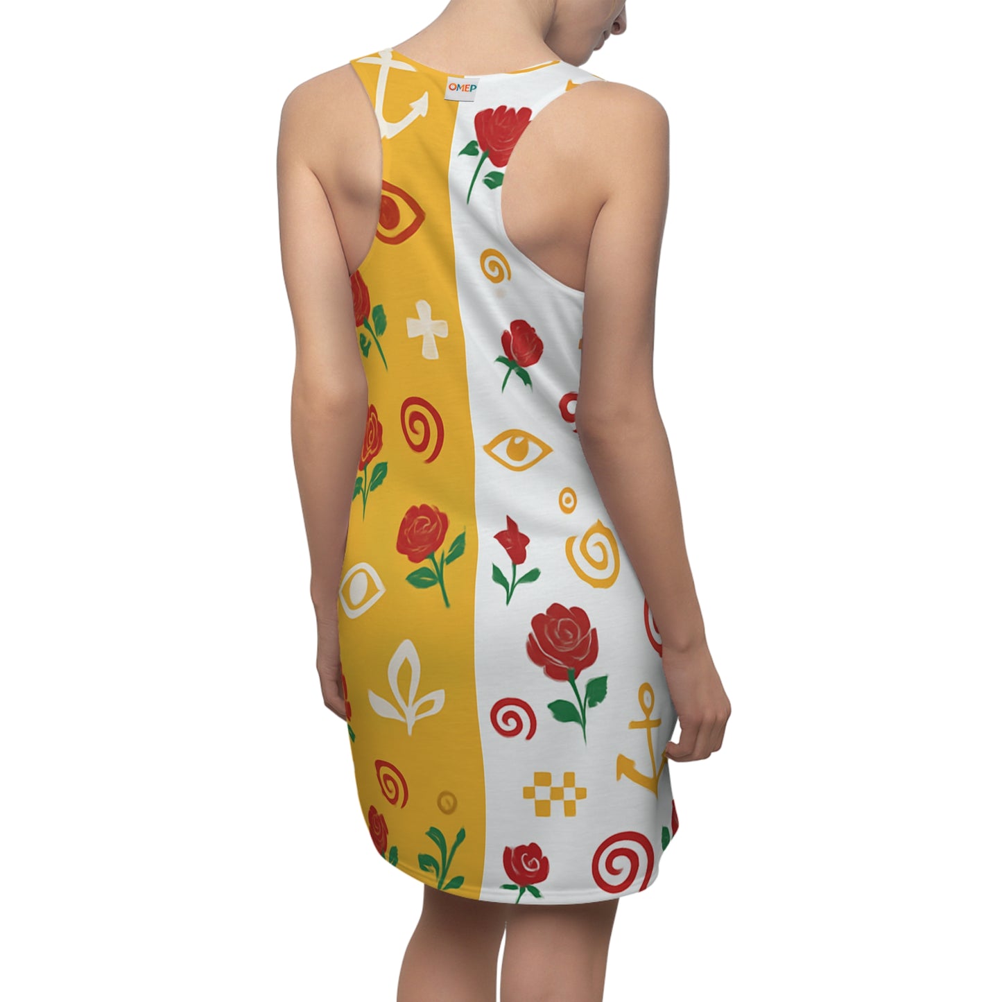 The Split Rose And Anchor Dress(Half & Half) - Unique Print, Casual Summer Style, Vacation Outfit, Festival Wear, Gifts for Her