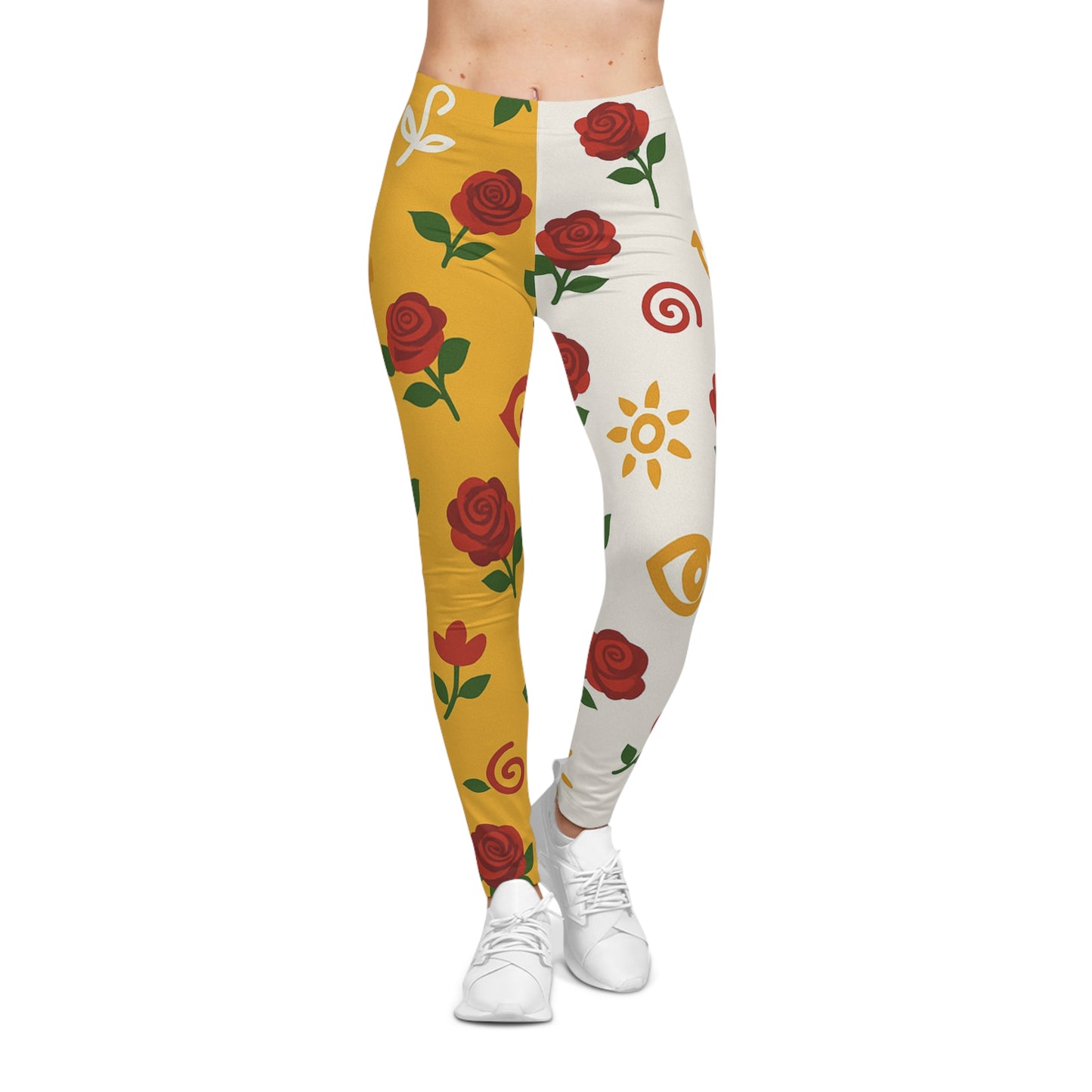 Rose Reverie Leggings (Half & Half)-Women's Casual Leggings (AOP)
