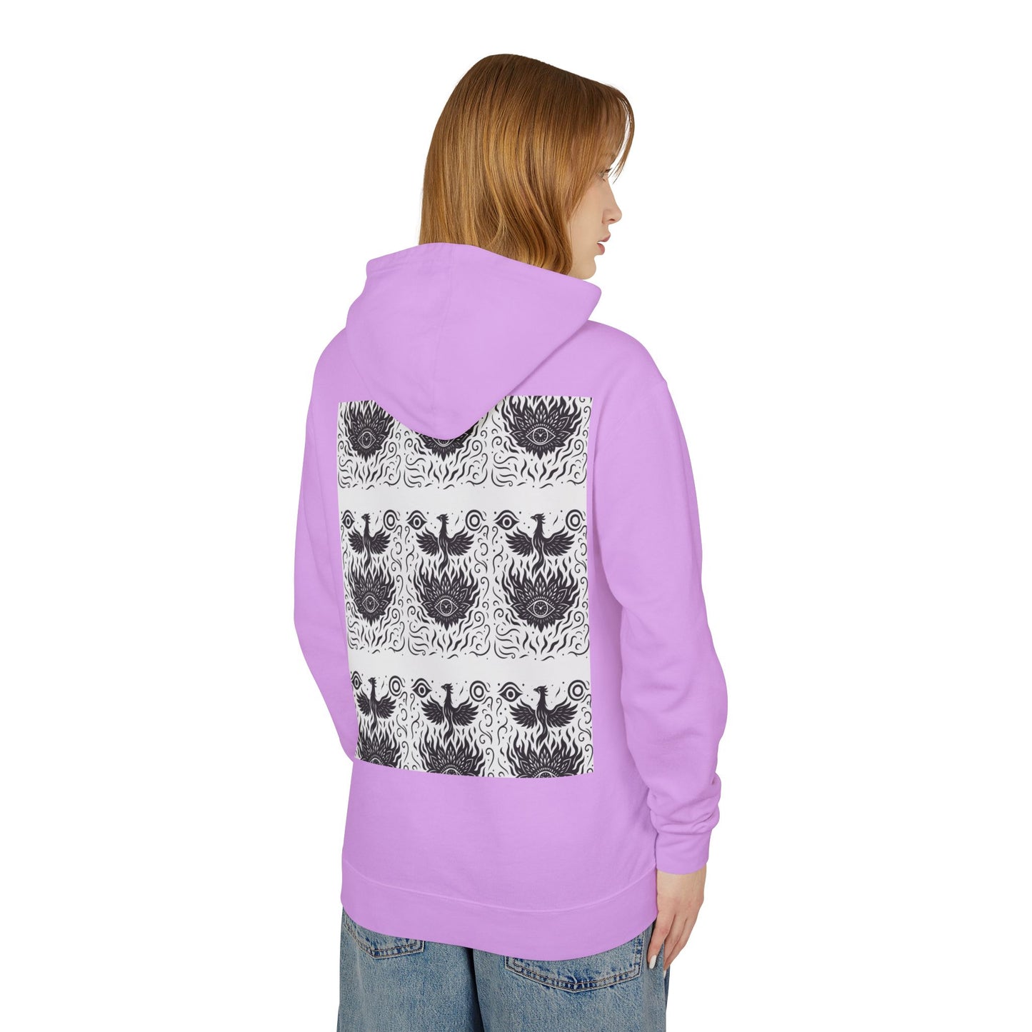 White Hooded Sweatshirt - Rise Collection Phoenix & Lotus Fire Design