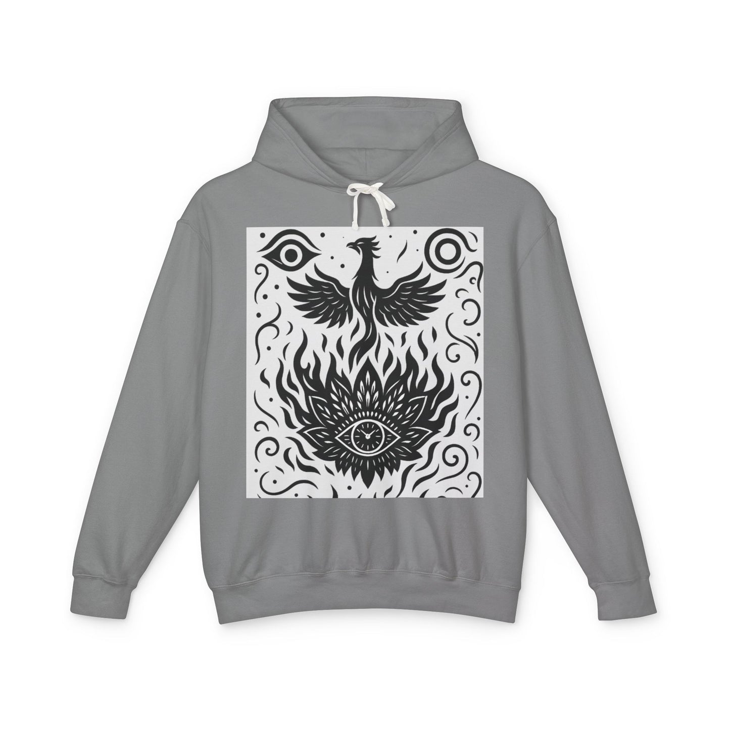 White Hooded Sweatshirt - Rise Collection Phoenix & Lotus Fire Design