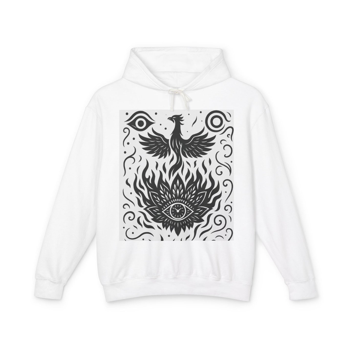 White Hooded Sweatshirt - Rise Collection Phoenix & Lotus Fire Design