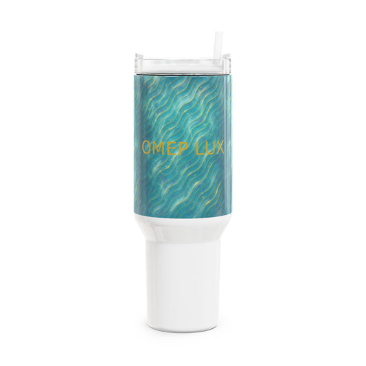 Ocean Wave 40oz Tumbler – Teal Swirl Stainless Travel Mug