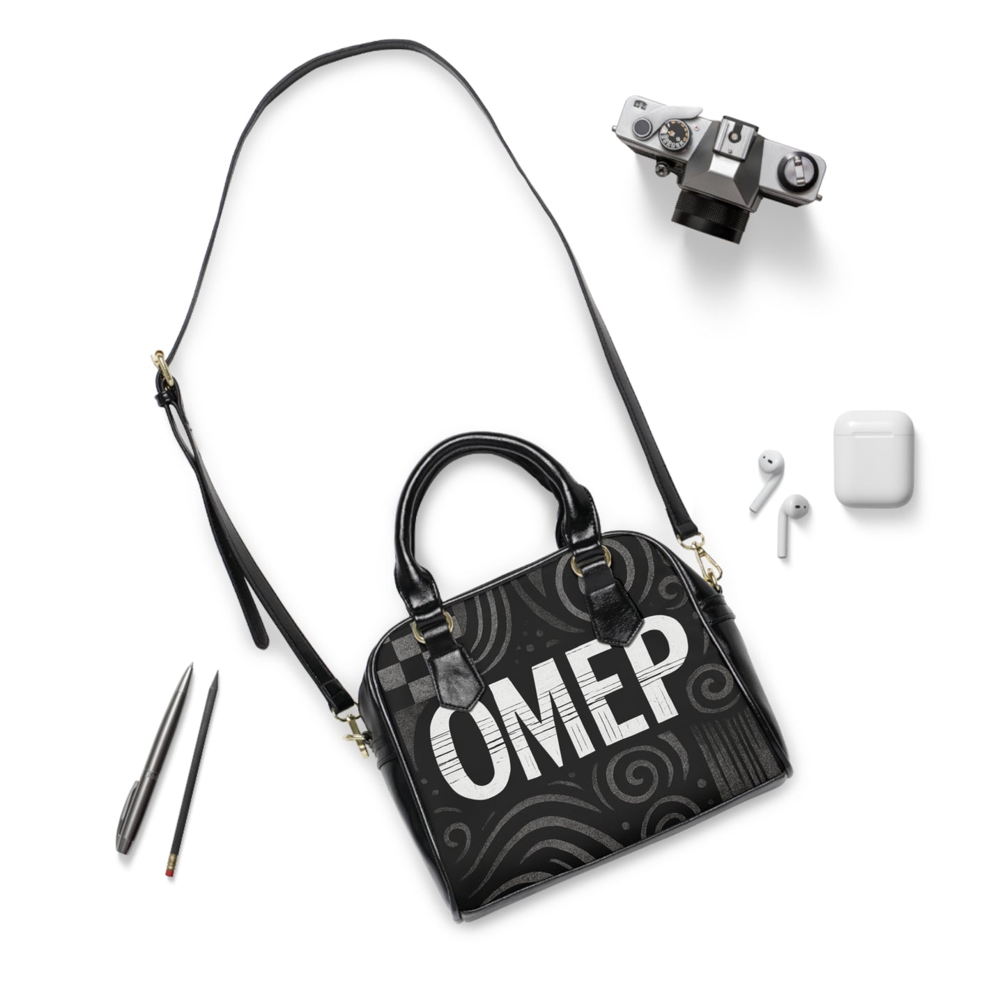 Women's Monochrome Mystique Handbag with , Stylish Tote Bag, Unique Fashion Accessory, Everyday Use, Gift for Her