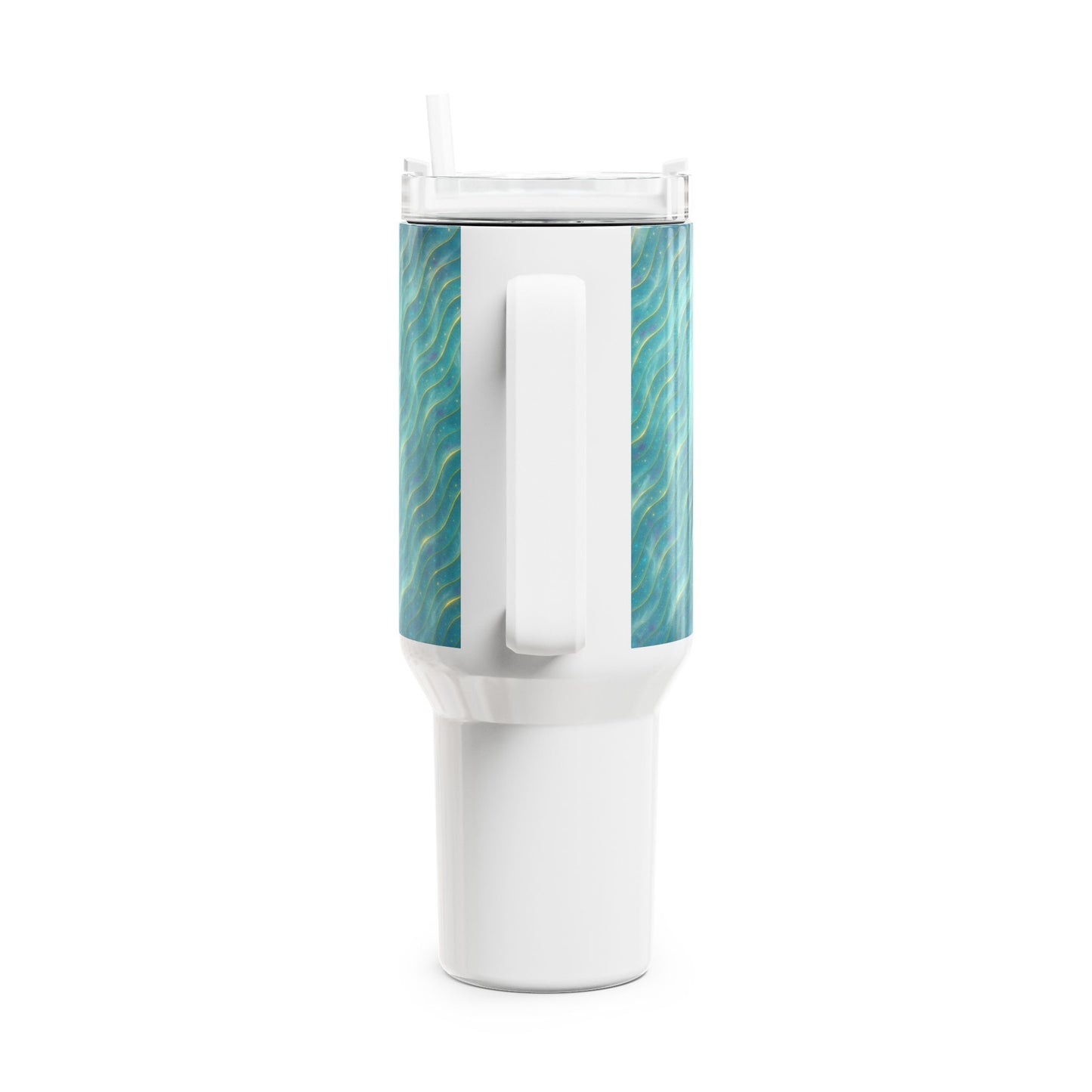 Ocean Wave 40oz Tumbler – Teal Swirl Stainless Travel Mug