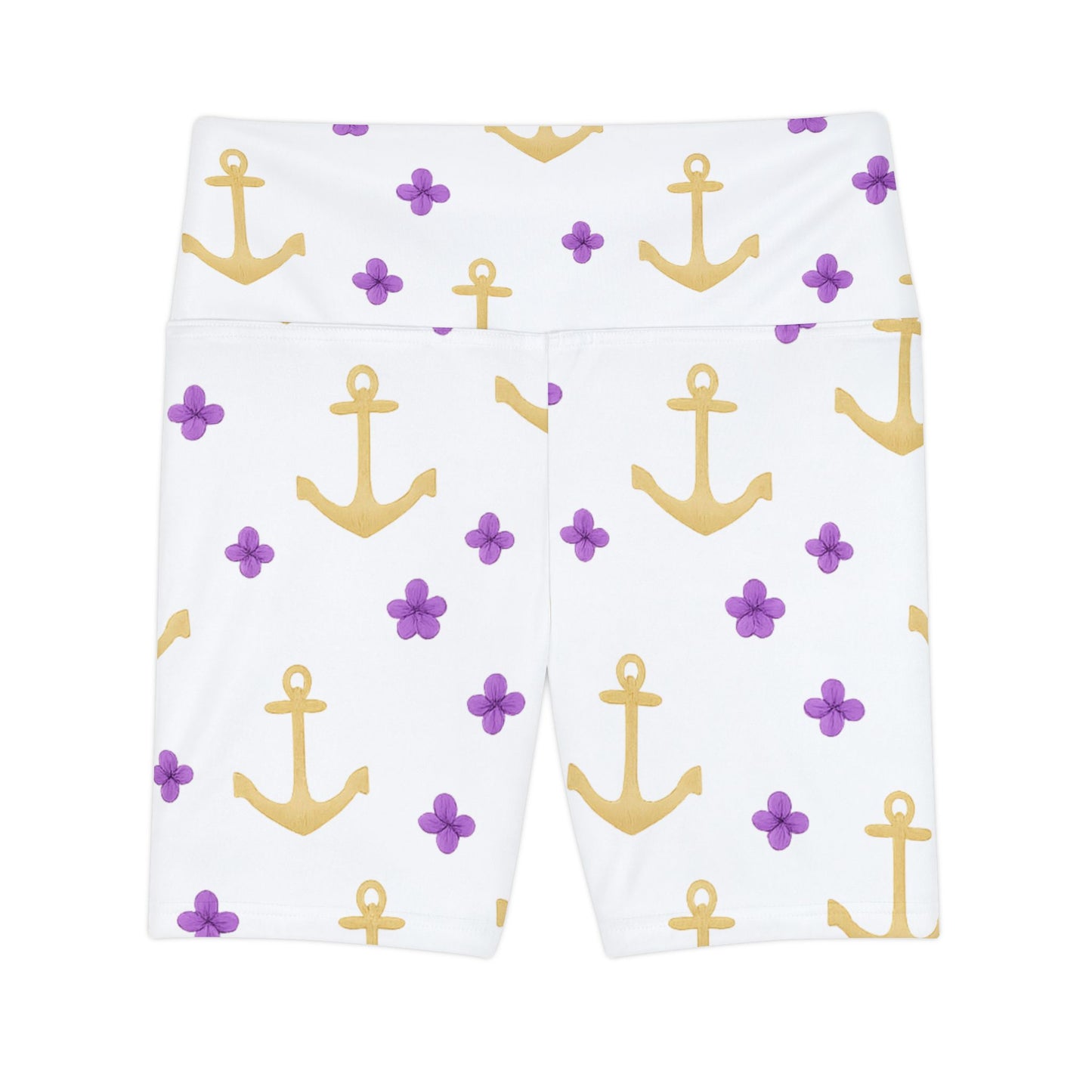Anchor Pattern Women's Workout Shorts - Stylish Activewear, Summer Fitness Gear, Beach Exercise, Trendy Sports Apparel, Gift for Her