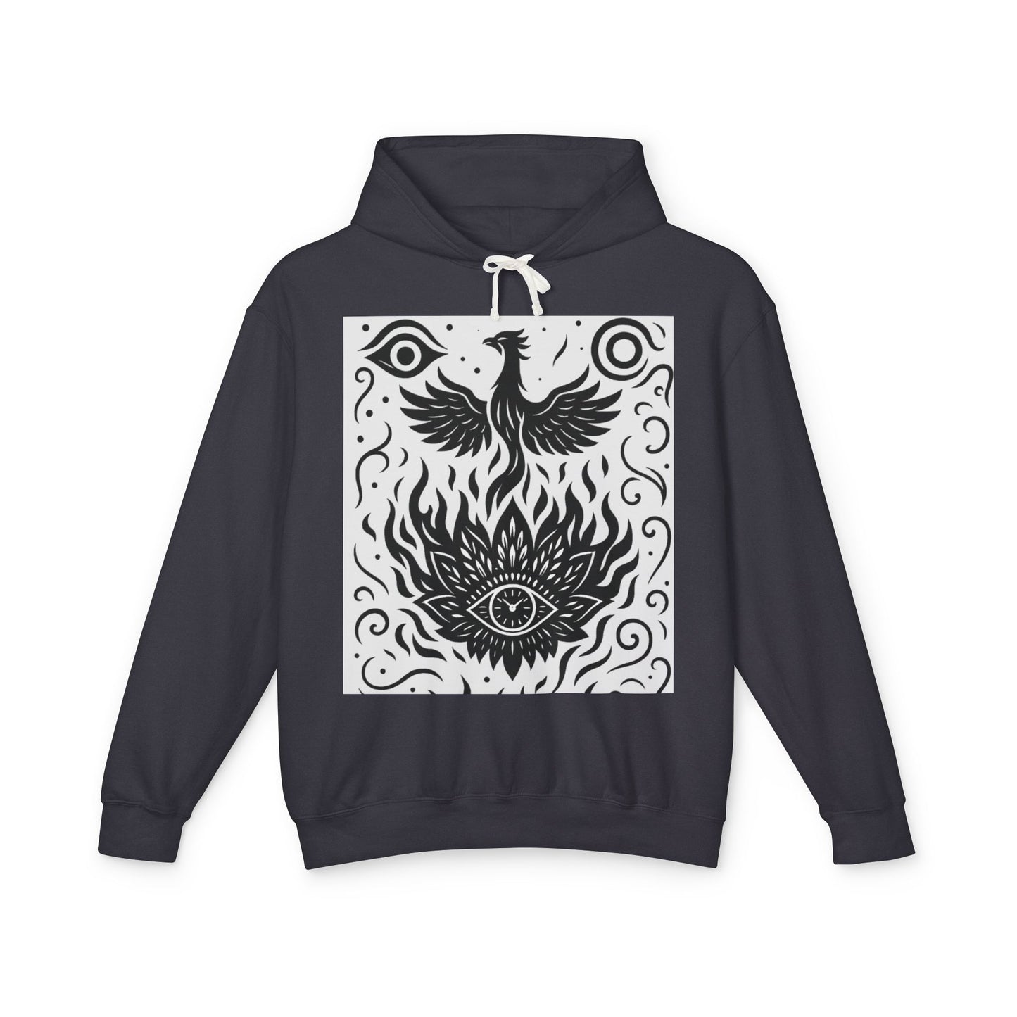 White Hooded Sweatshirt - Rise Collection Phoenix & Lotus Fire Design
