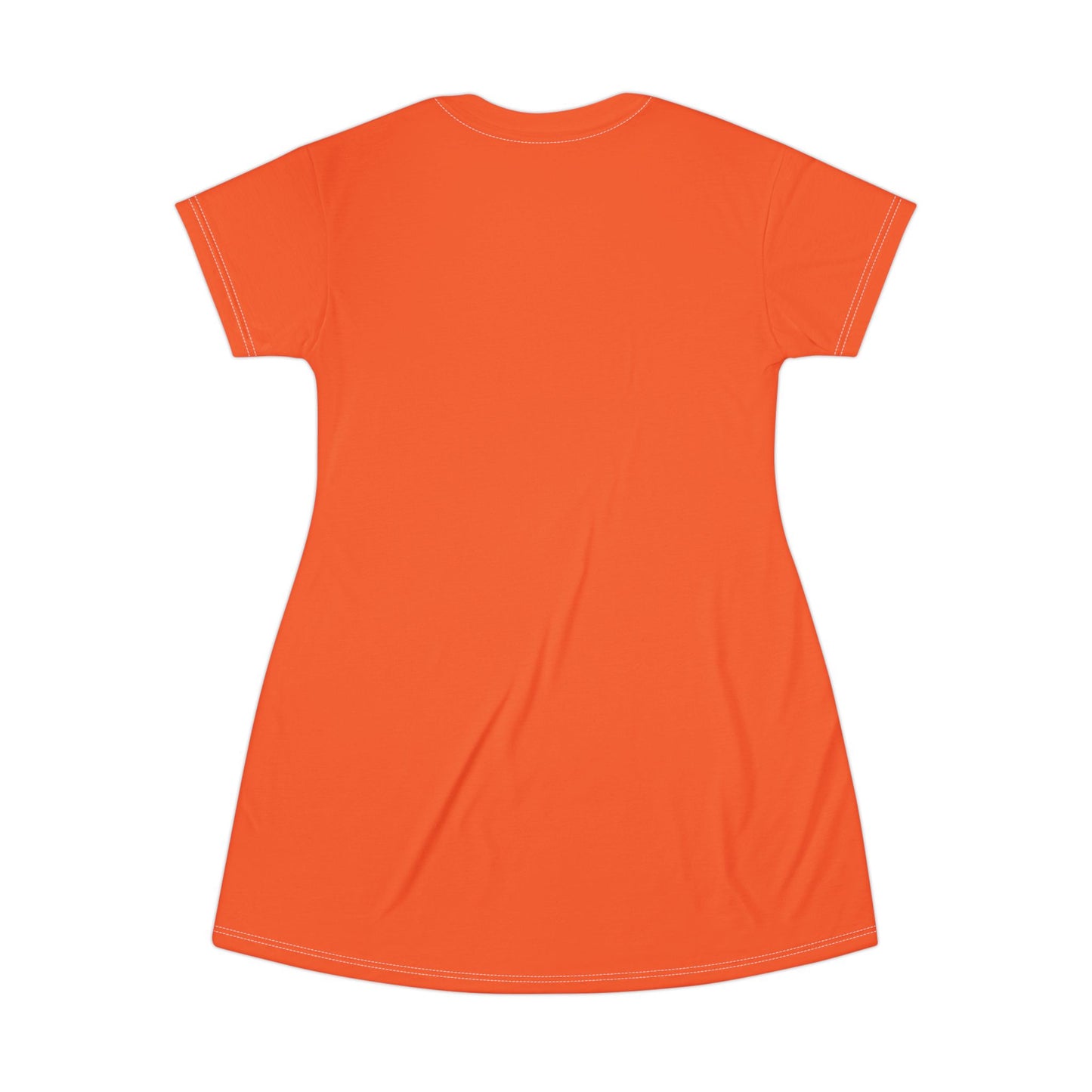 Split Design Orange Teal T-Shirt Dress Lightweight Comfortable Chic Dress for Festivals Summer Vacations Casual Outings