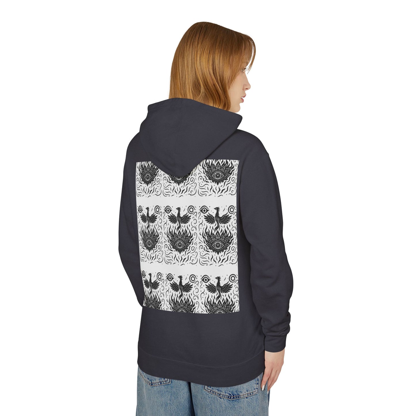 White Hooded Sweatshirt - Rise Collection Phoenix & Lotus Fire Design