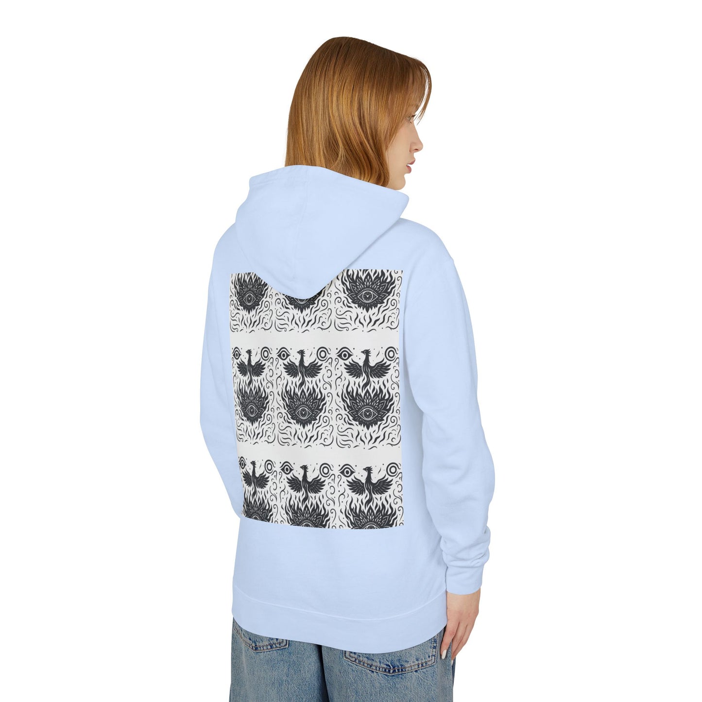 White Hooded Sweatshirt - Rise Collection Phoenix & Lotus Fire Design