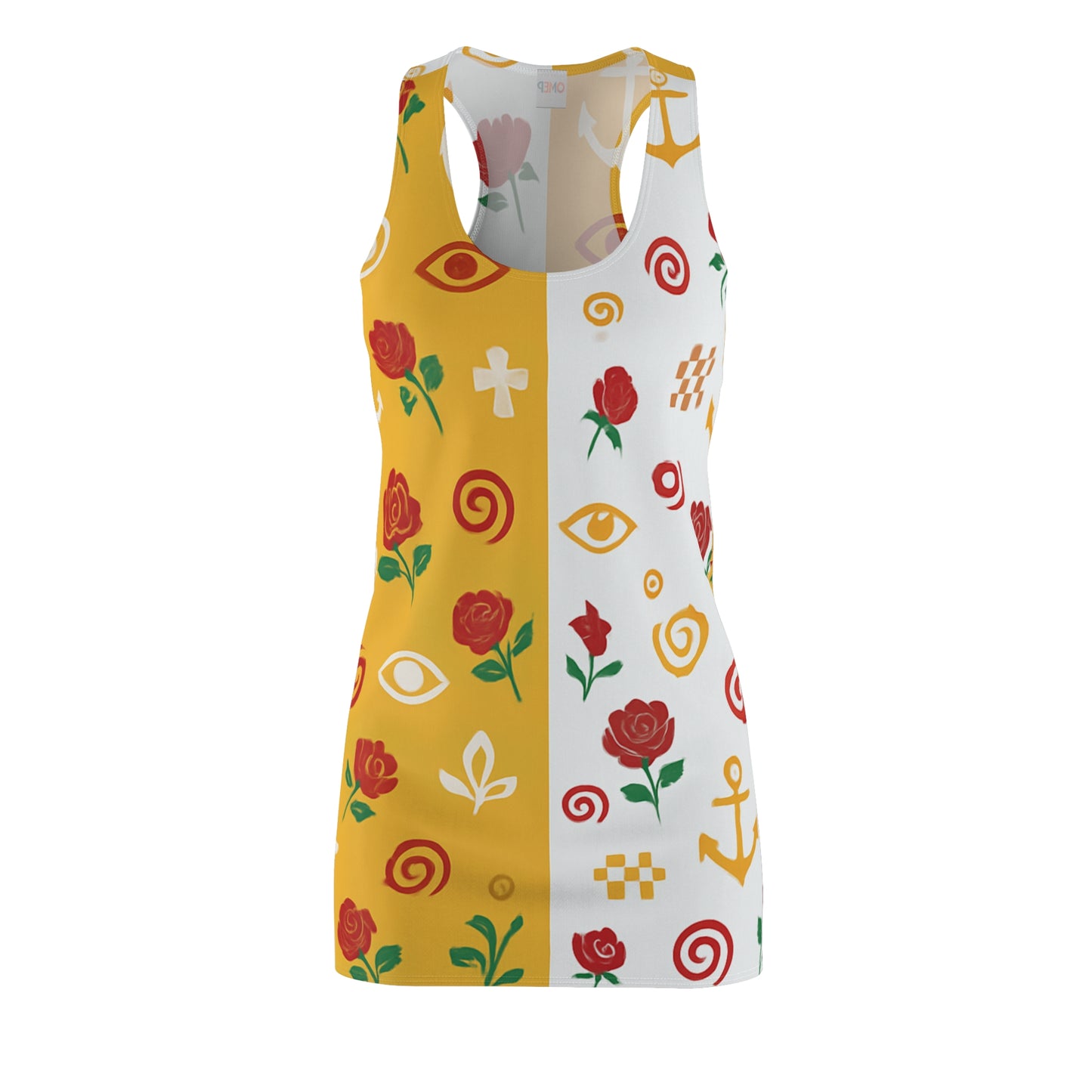 The Split Rose And Anchor Dress(Half & Half) - Unique Print, Casual Summer Style, Vacation Outfit, Festival Wear, Gifts for Her