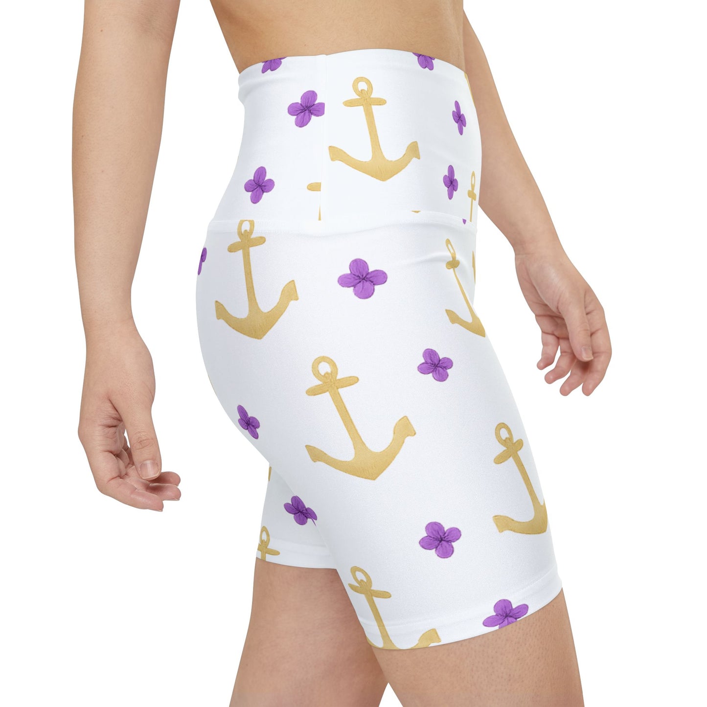 Anchor Pattern Women's Workout Shorts - Stylish Activewear, Summer Fitness Gear, Beach Exercise, Trendy Sports Apparel, Gift for Her