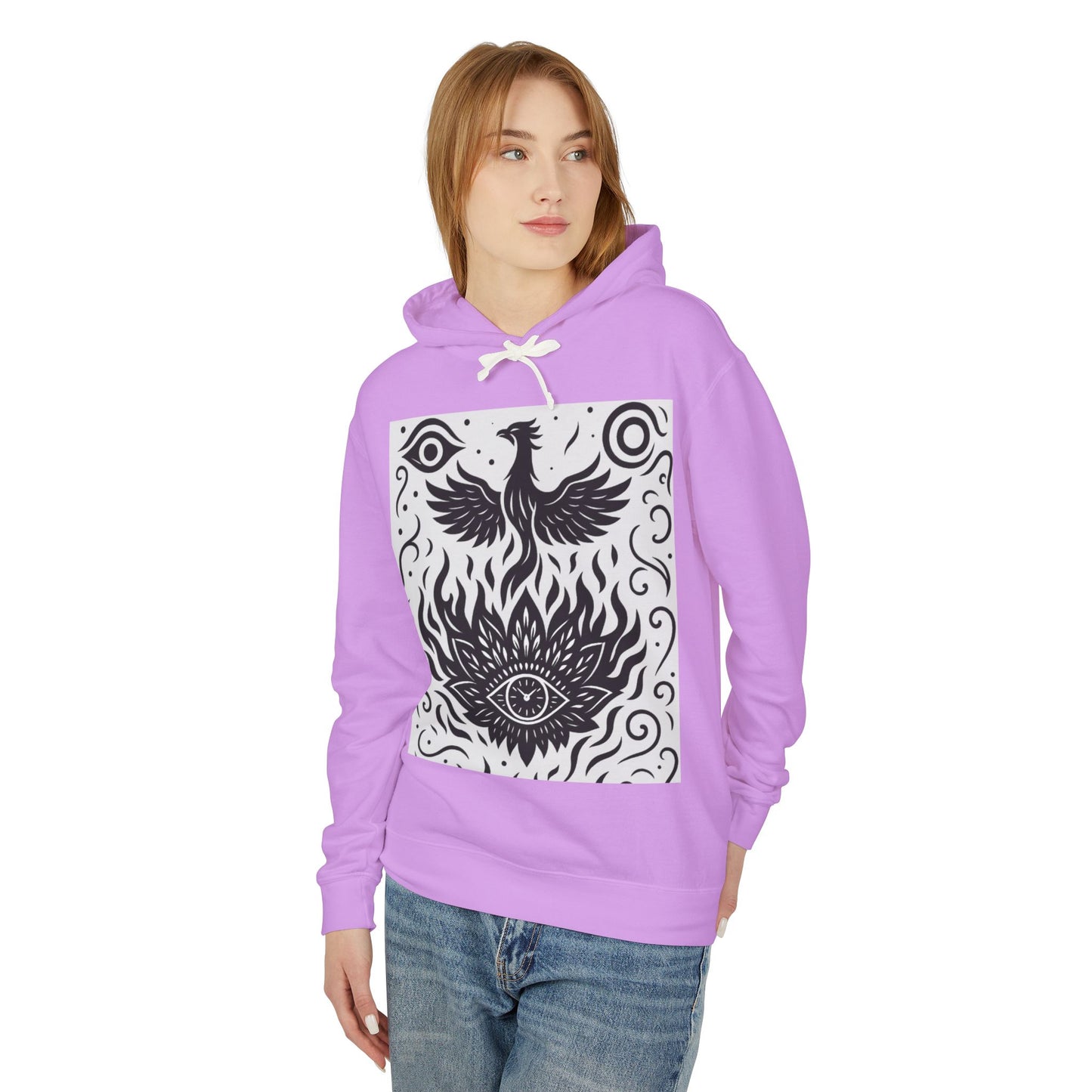 White Hooded Sweatshirt - Rise Collection Phoenix & Lotus Fire Design