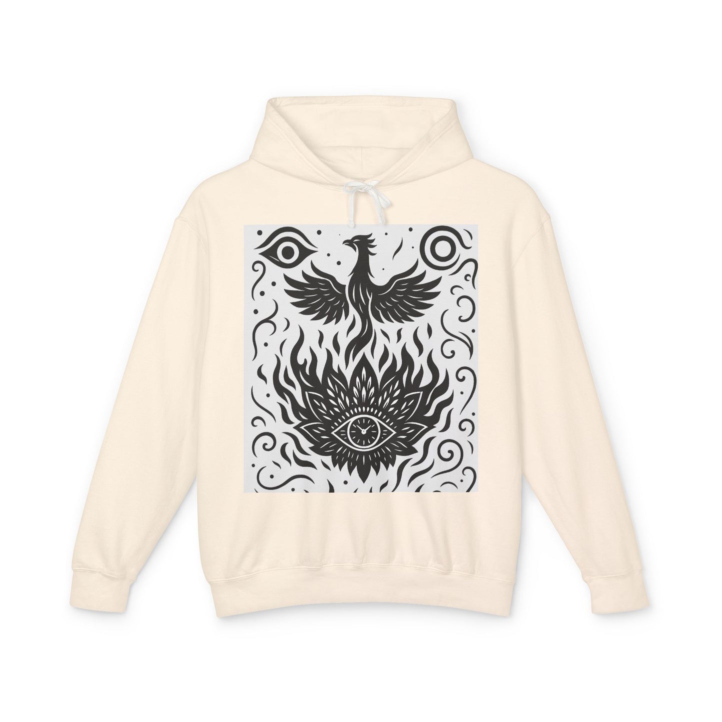 White Hooded Sweatshirt - Rise Collection Phoenix & Lotus Fire Design