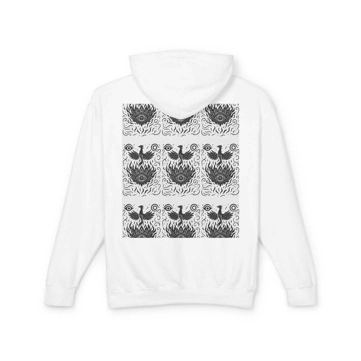 White Hooded Sweatshirt - Rise Collection Phoenix & Lotus Fire Design