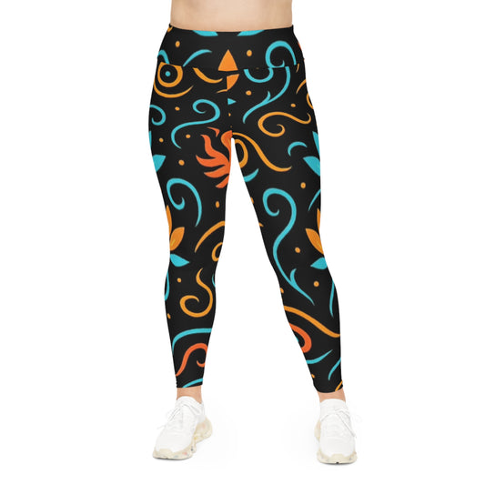Cosmic Energy Collection Plus Size Leggings | Vibrant AOP Activewear for Everyday Comfort .