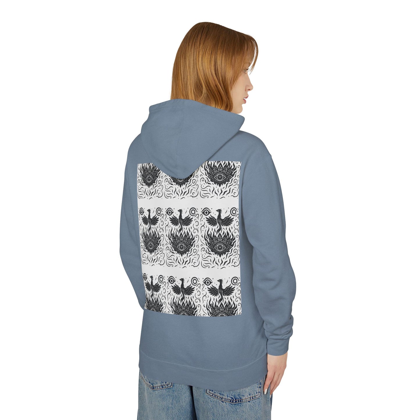 White Hooded Sweatshirt - Rise Collection Phoenix & Lotus Fire Design