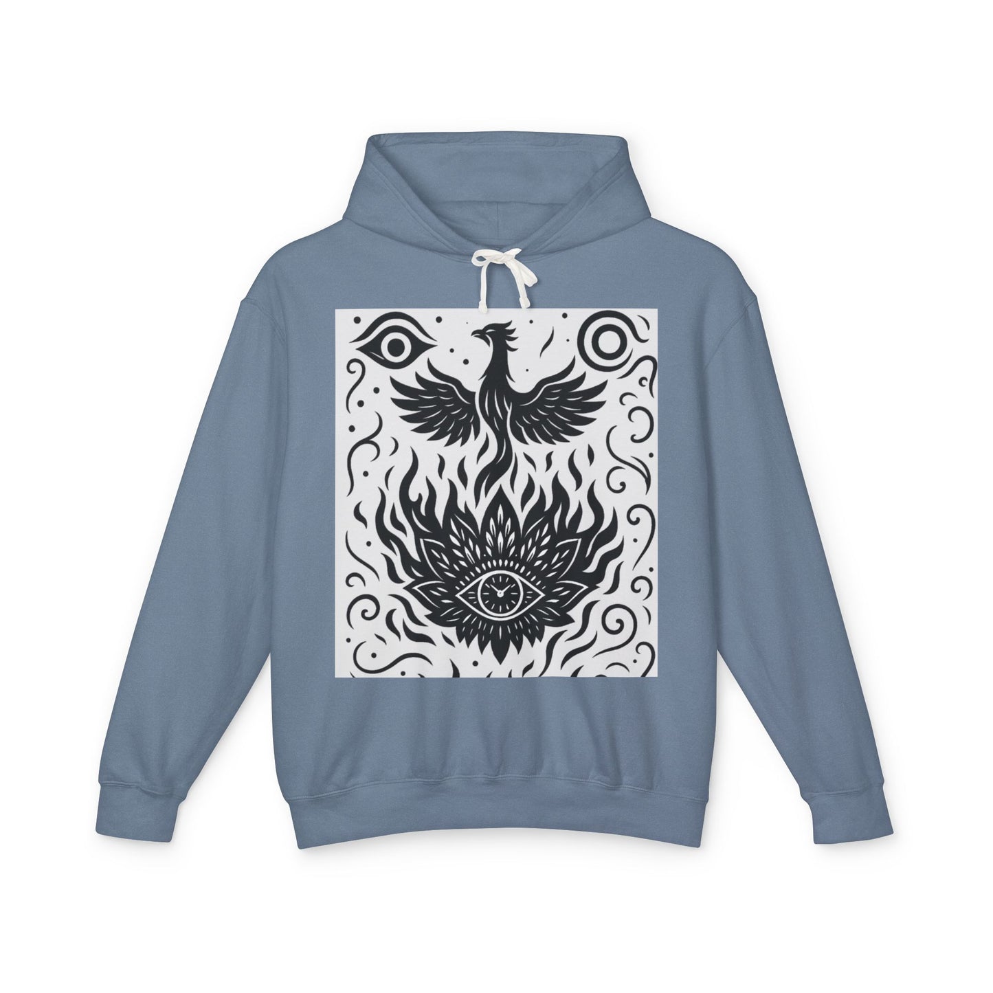 White Hooded Sweatshirt - Rise Collection Phoenix & Lotus Fire Design
