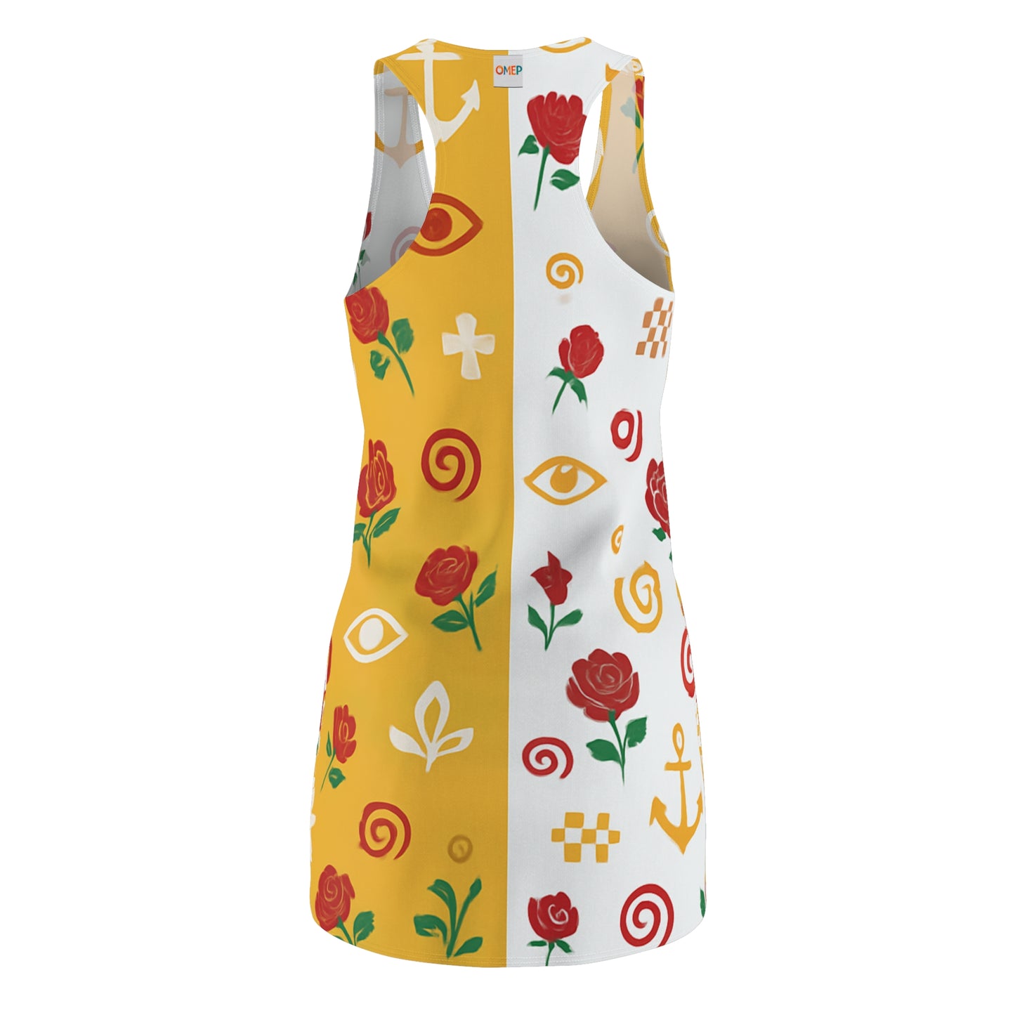 The Split Rose And Anchor Dress(Half & Half) - Unique Print, Casual Summer Style, Vacation Outfit, Festival Wear, Gifts for Her