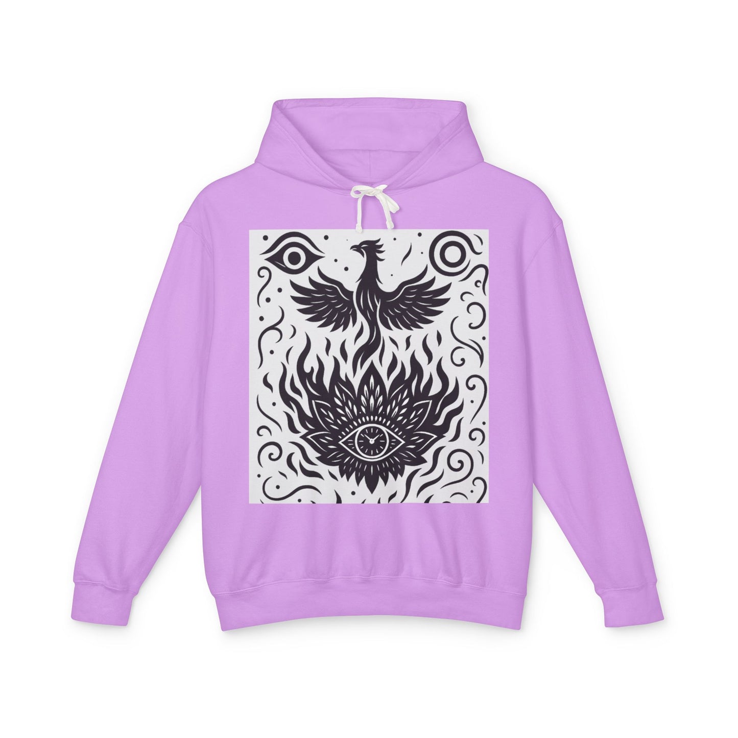 White Hooded Sweatshirt - Rise Collection Phoenix & Lotus Fire Design