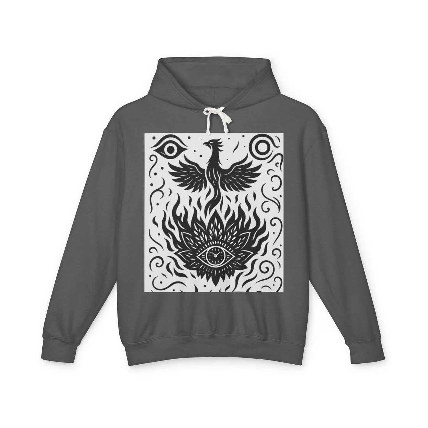 White Hooded Sweatshirt - Rise Collection Phoenix & Lotus Fire Design