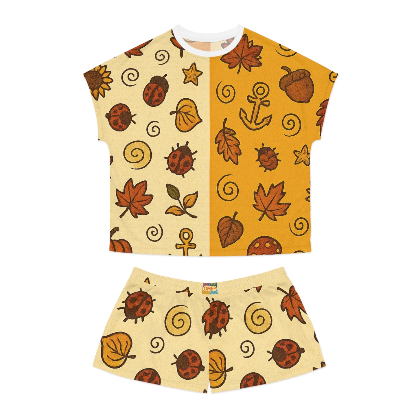 Autumn-Inspired Women’s Pajama Set | Cozy Short PJs | Relaxing Sleepwear | Fall-Themed Lounge Outfit | Gift for Her | Seasonal Nightwear