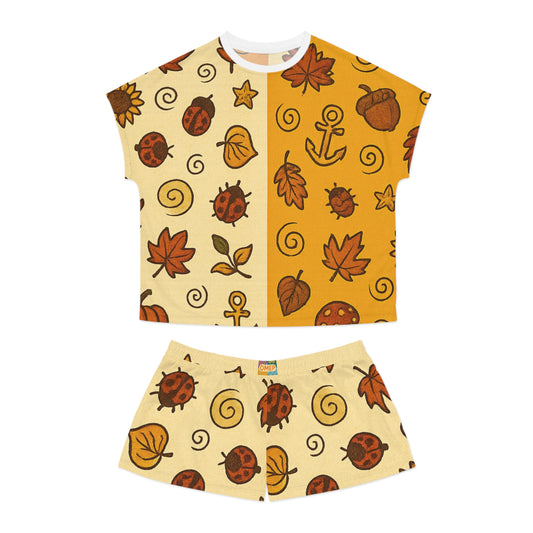Autumn-Inspired Women’s Pajama Set | Cozy Short PJs | Relaxing Sleepwear | Fall-Themed Lounge Outfit | Gift for Her | Seasonal Nightwear