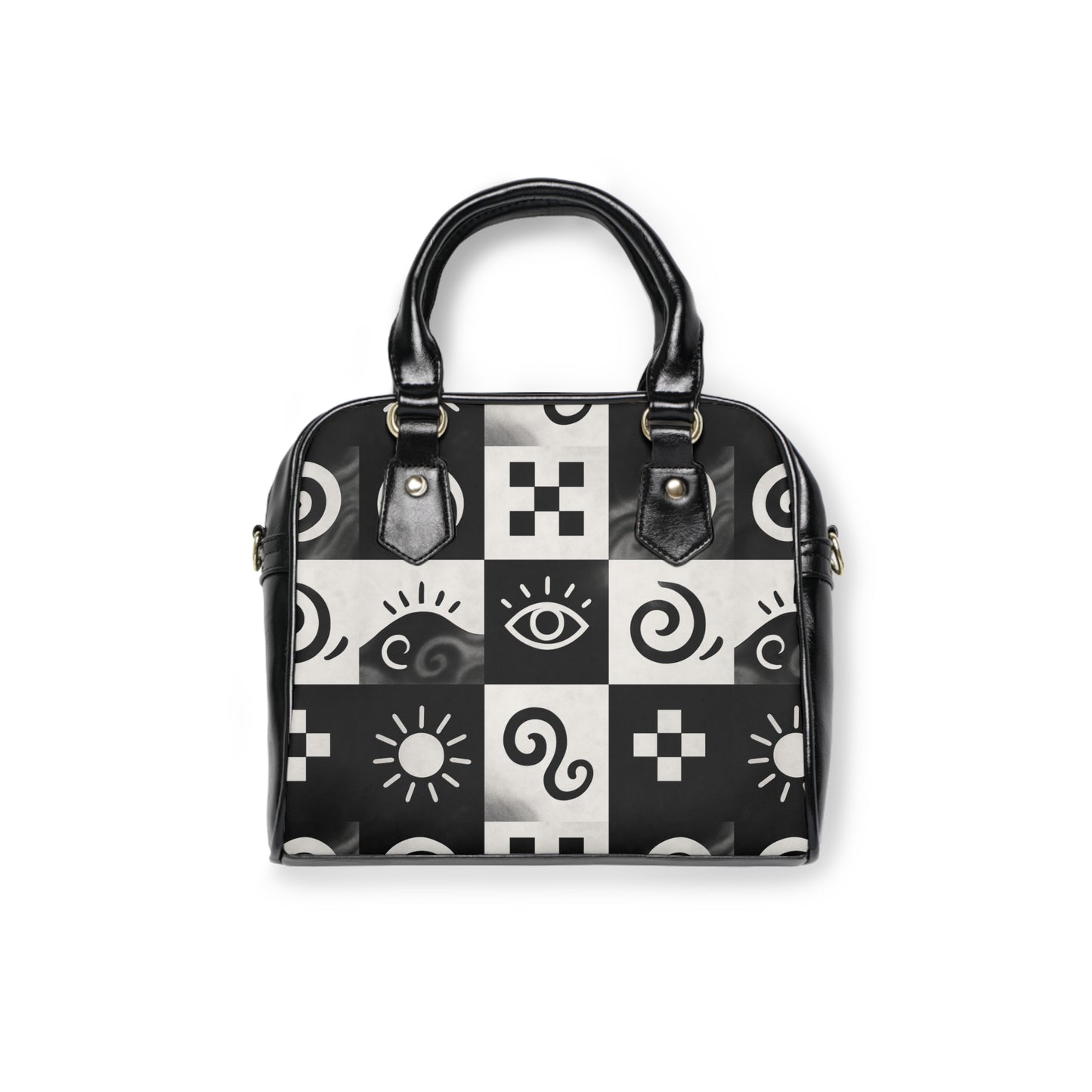 Women's Monochrome Mystique Handbag with , Stylish Tote Bag, Unique Fashion Accessory, Everyday Use, Gift for Her