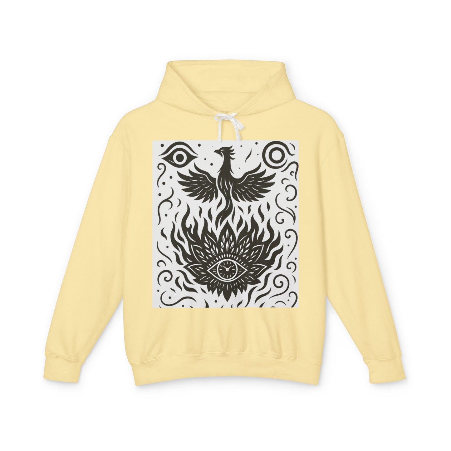 White Hooded Sweatshirt - Rise Collection Phoenix & Lotus Fire Design