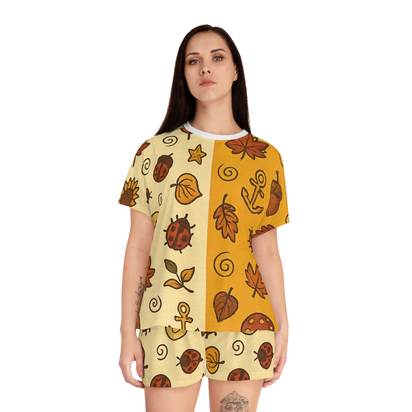 Autumn-Inspired Women’s Pajama Set | Cozy Short PJs | Relaxing Sleepwear | Fall-Themed Lounge Outfit | Gift for Her | Seasonal Nightwear