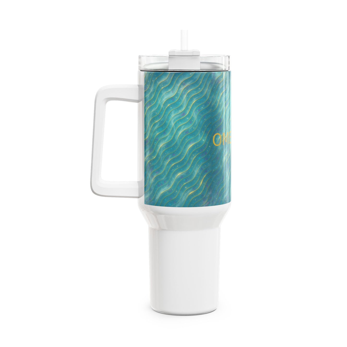 Ocean Wave 40oz Tumbler – Teal Swirl Stainless Travel Mug