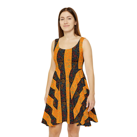 OMEP-Skater Dress Yellow & Black- Women's Dress