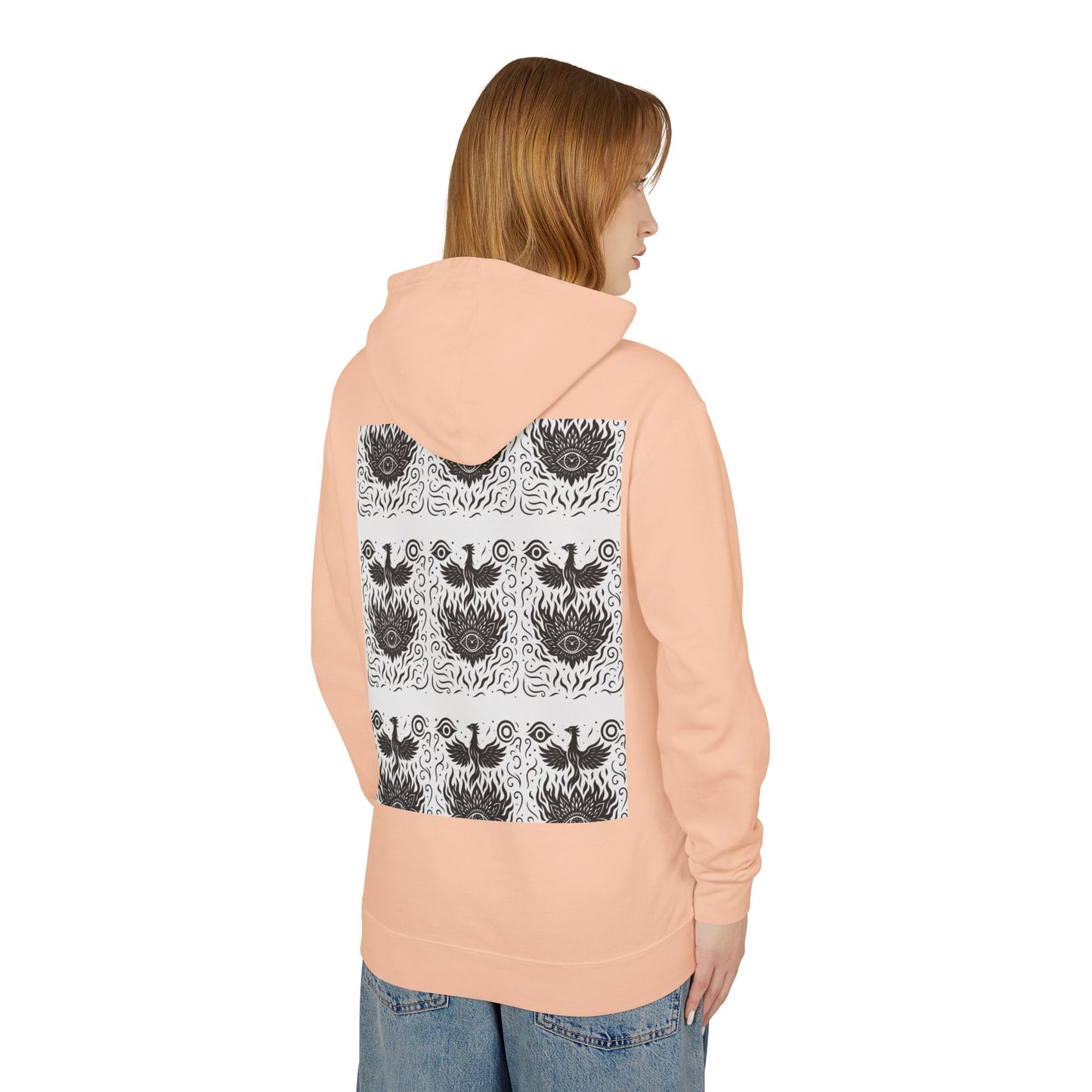 White Hooded Sweatshirt - Rise Collection Phoenix & Lotus Fire Design