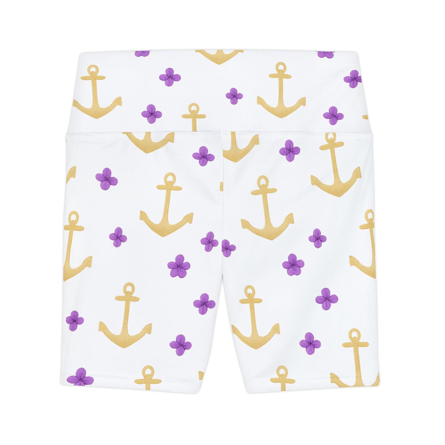 Anchor Pattern Women's Workout Shorts - Stylish Activewear, Summer Fitness Gear, Beach Exercise, Trendy Sports Apparel, Gift for Her