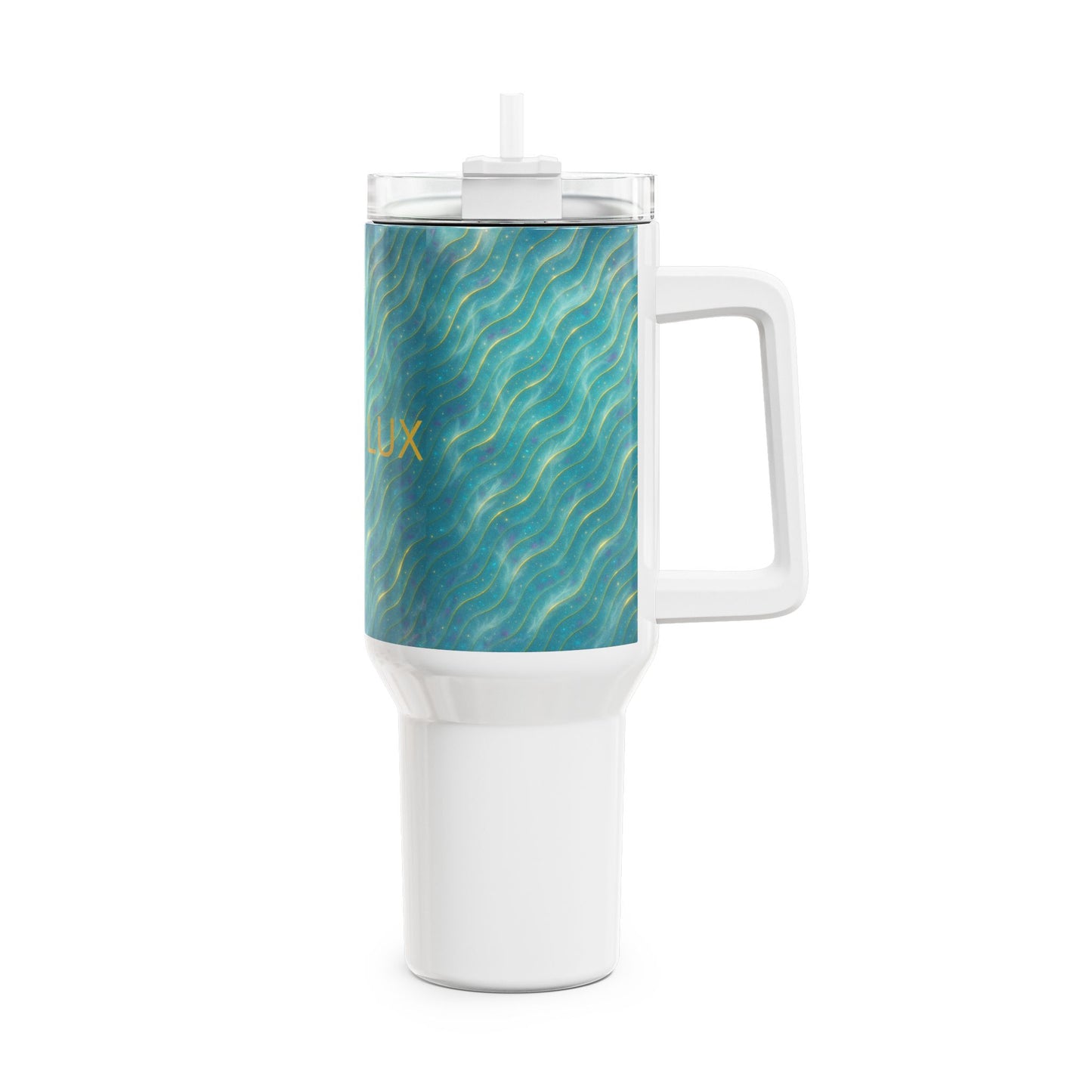 Ocean Wave 40oz Tumbler – Teal Swirl Stainless Travel Mug
