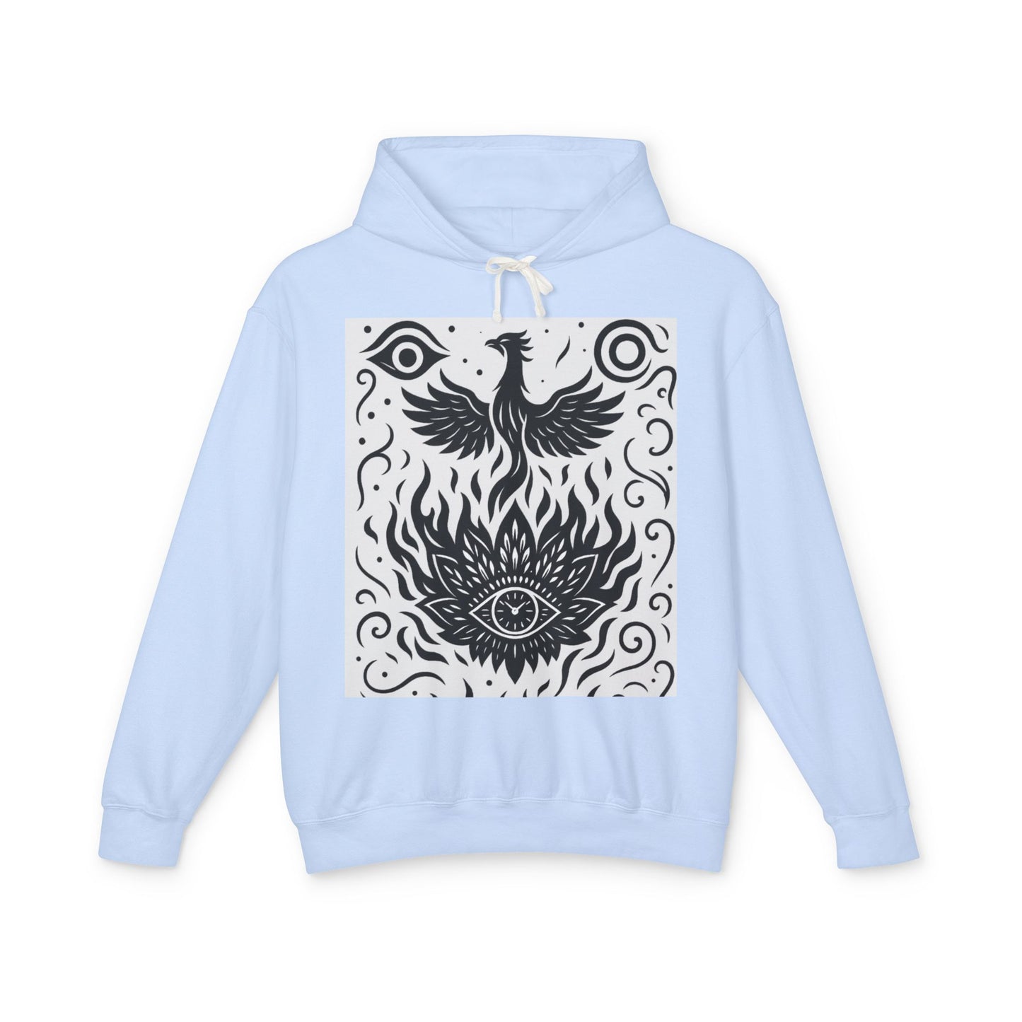 White Hooded Sweatshirt - Rise Collection Phoenix & Lotus Fire Design