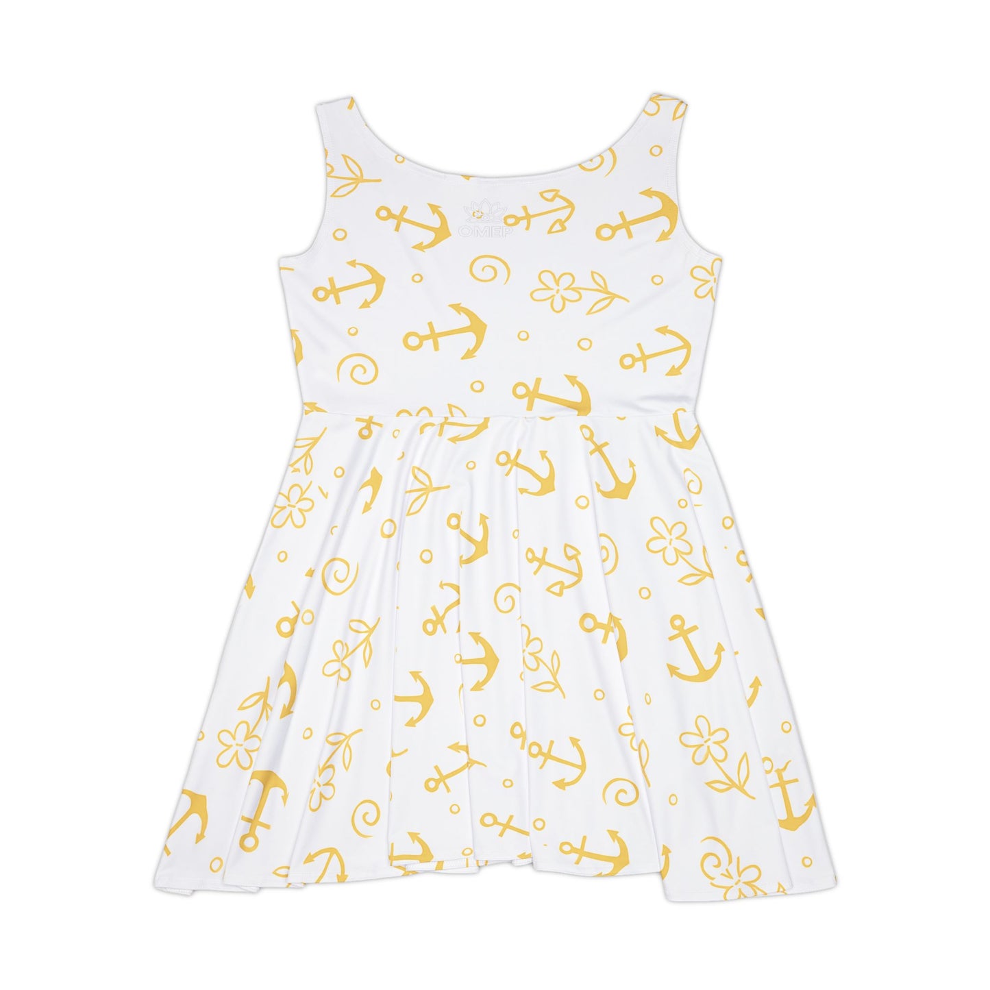 Sunny Anchor Print Skater Dress, Nautical Dress, Summer Dress, Vacation Outfit, Boat Party Dress