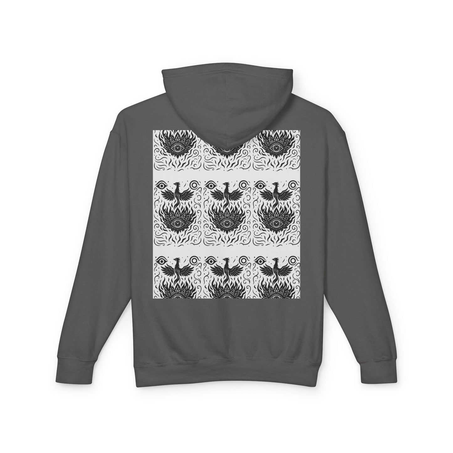 White Hooded Sweatshirt - Rise Collection Phoenix & Lotus Fire Design