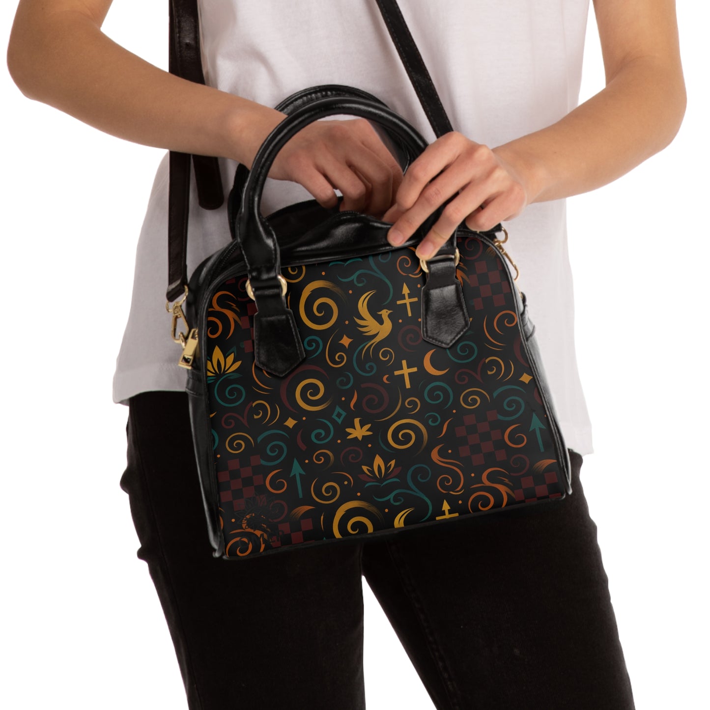 The Vintage Checker Luxe Handbag Handbag with Modern Patterns, Stylish Tote Bag, Women's Unique Fashion Accessory, Everyday Use, Gift for Her