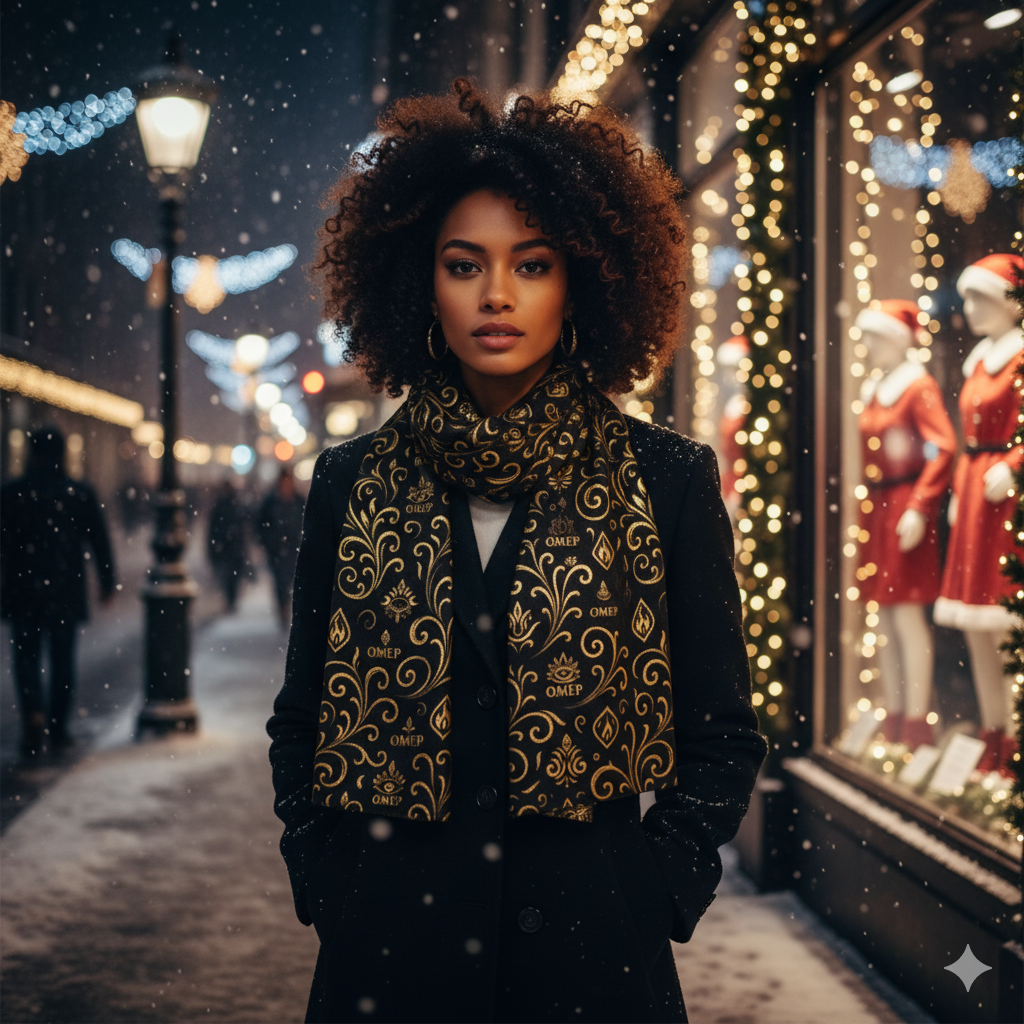 OMEP LUX Signature Scarf – Golden Filigree Edition