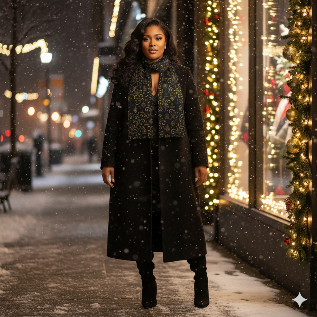 OMEP LUX Signature Scarf – Golden Filigree Edition