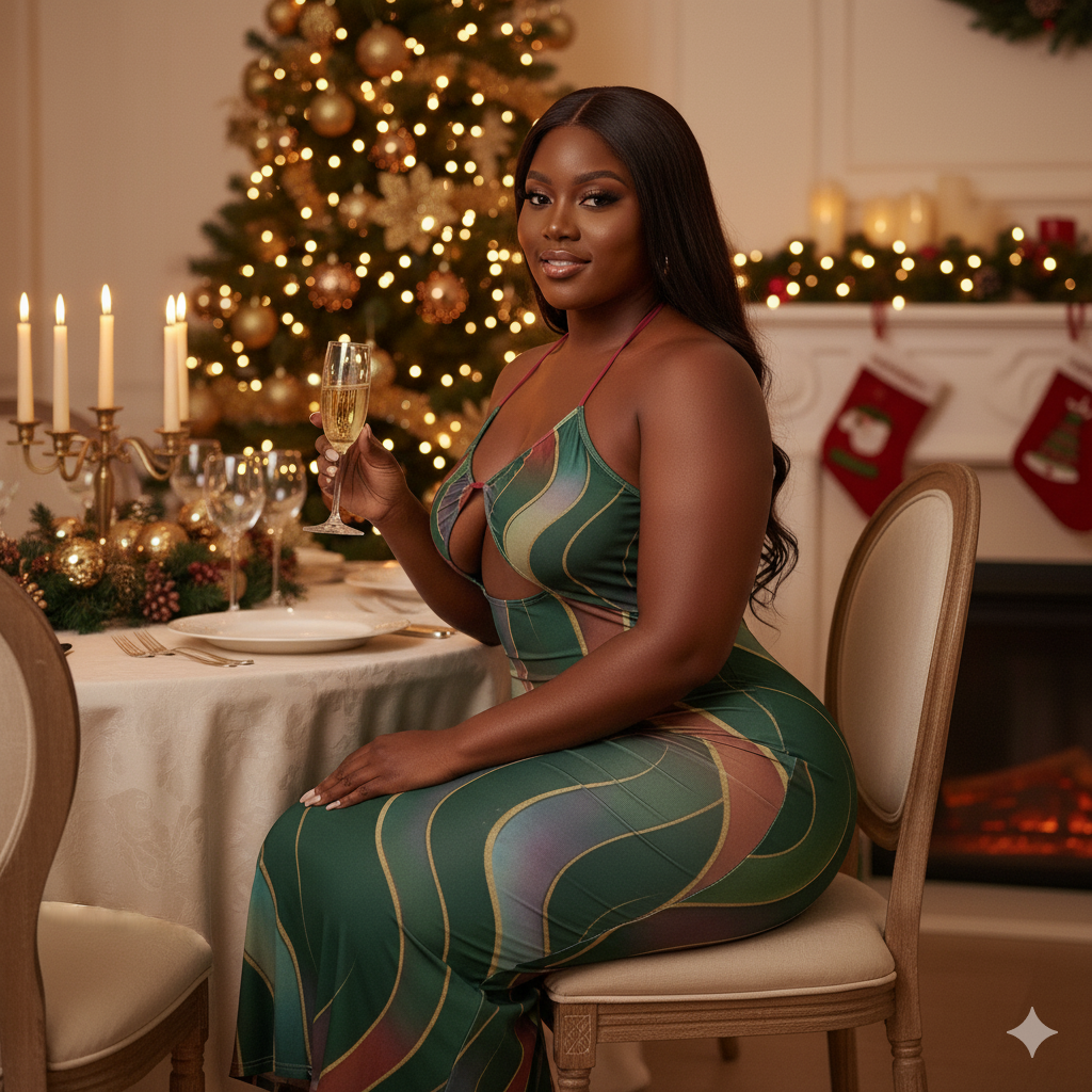 Women’s Sexy Hollow Cami Dress – Elegant Bodycon Long Skirt with Cutout Chest