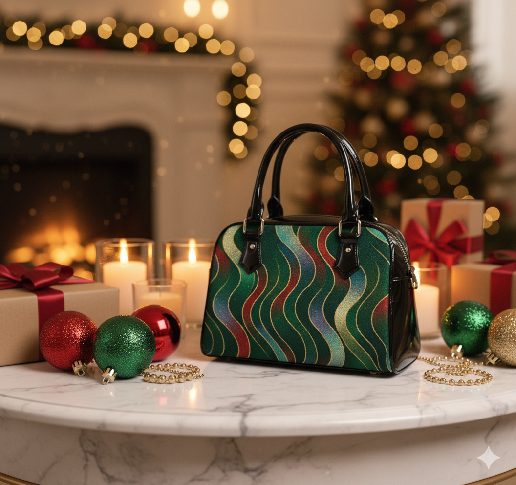 OMEP Luxe Holiday Wave Handbag (Red/Amber Glow)