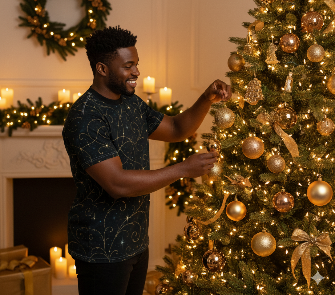 Silent Night Luxe Tee – Men’s & Women’s Constellation Print Holiday Shirt